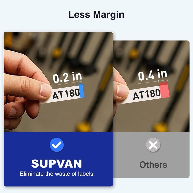 SUPVAN E11 Bluetooth Label Maker Machine with 4 Tapes, Support Keyboard & App with 40 Fonts and 650+ Icons, Rechargeable Inkless Labeler for Home, Kitchen, Office, School, Organization, Black - Image 4